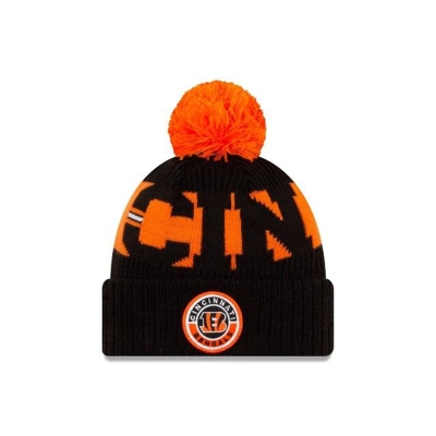 Black Cincinnati Bengals Hat - New Era NFL Cold Weather Sport Knit Beanie USA1095738